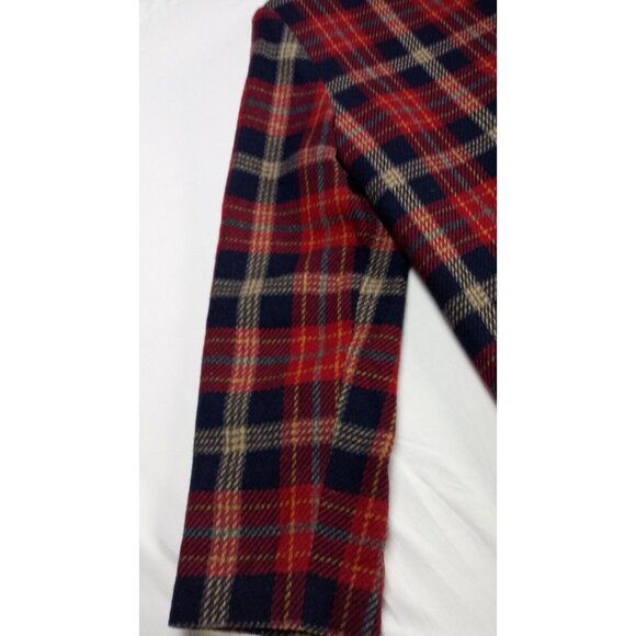 Vintage Requirements Plaid Wool Blend Dark Red and Navy Blue Jacket  Size 8 - Picture 15 of 15